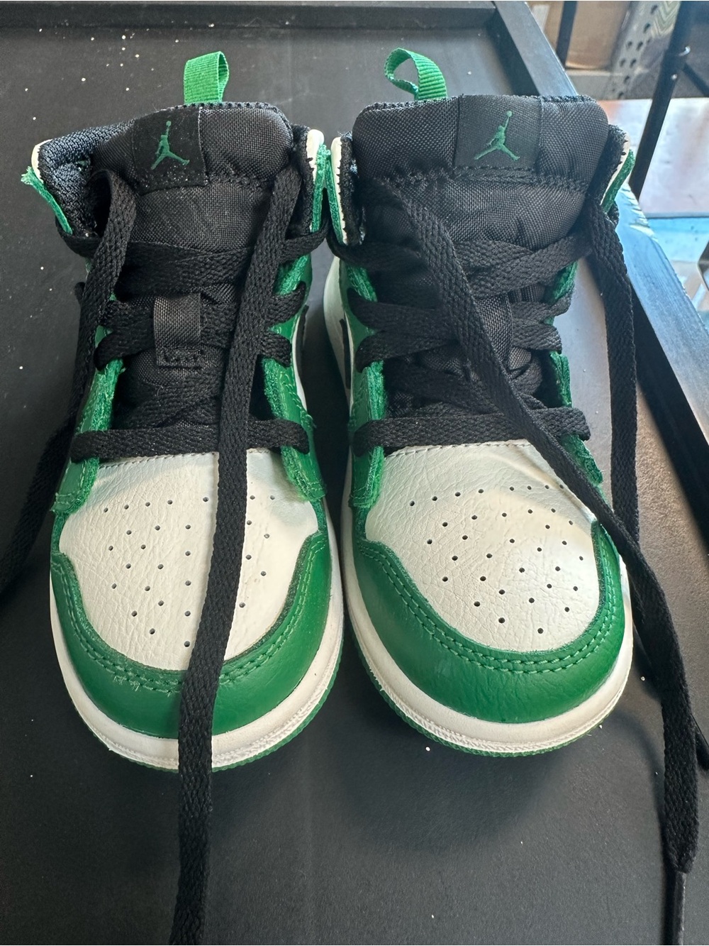 Air Jordan Kids' Green and White High-Top Sneakers